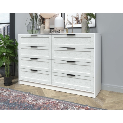 Kомод Тренд КТ-К157 (Белый платинум ЛДСП/ Дуб полярный ЛМДФ) Ш1565 В1020 Г451